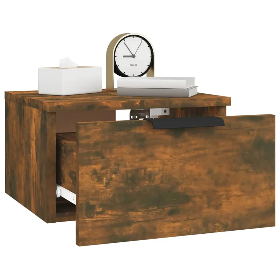 Table de chevet murale Chêne fumé 34x30x20 cm - 9