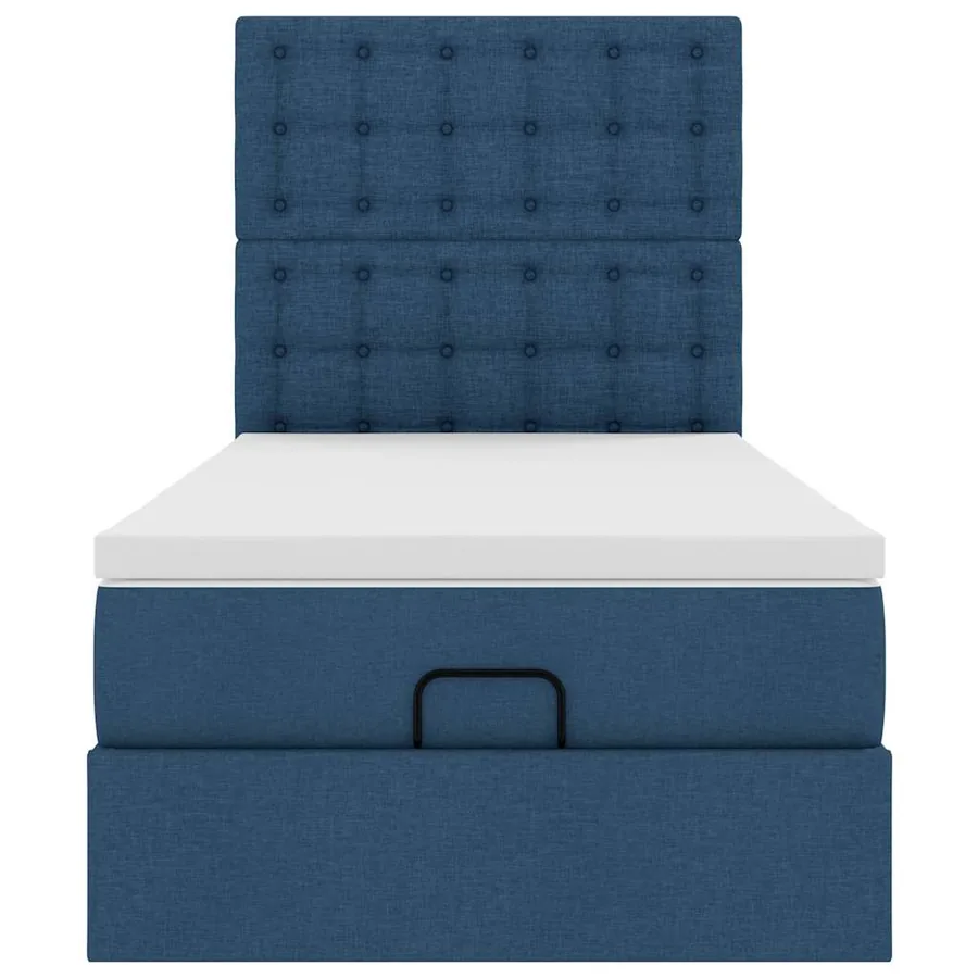 Lit ottoman avec matelas et LED Bleu 100x200 cm Tissu - 8