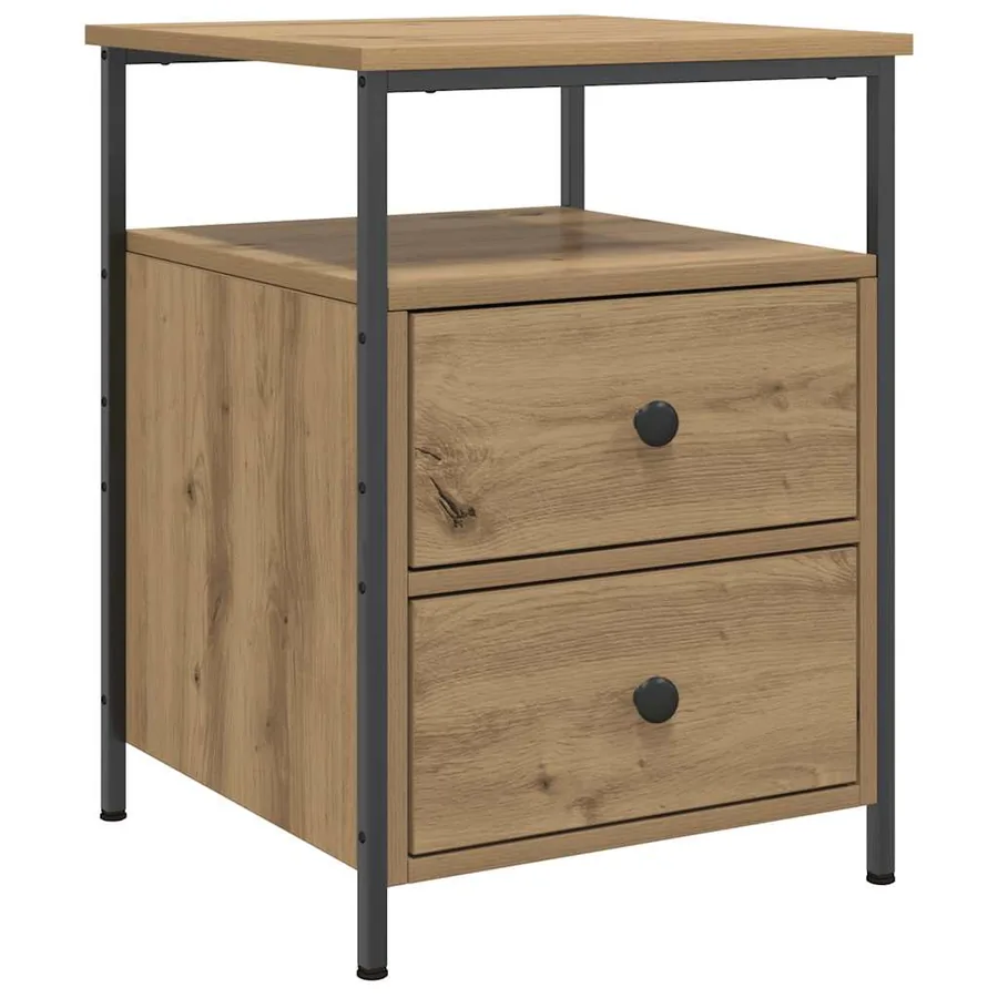 Tables de chevet 2 pcs chêne artisanal bois d'ingénierie - 5