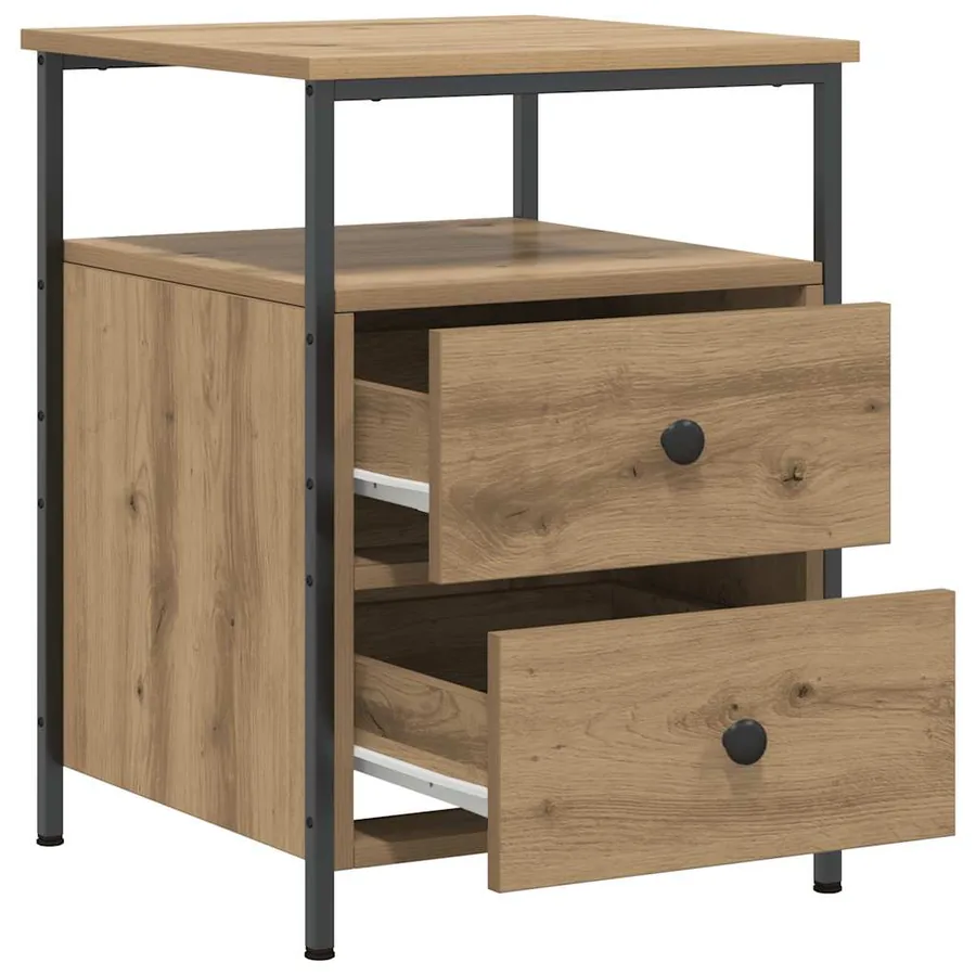 Tables de chevet 2 pcs chêne artisanal bois d'ingénierie - 9