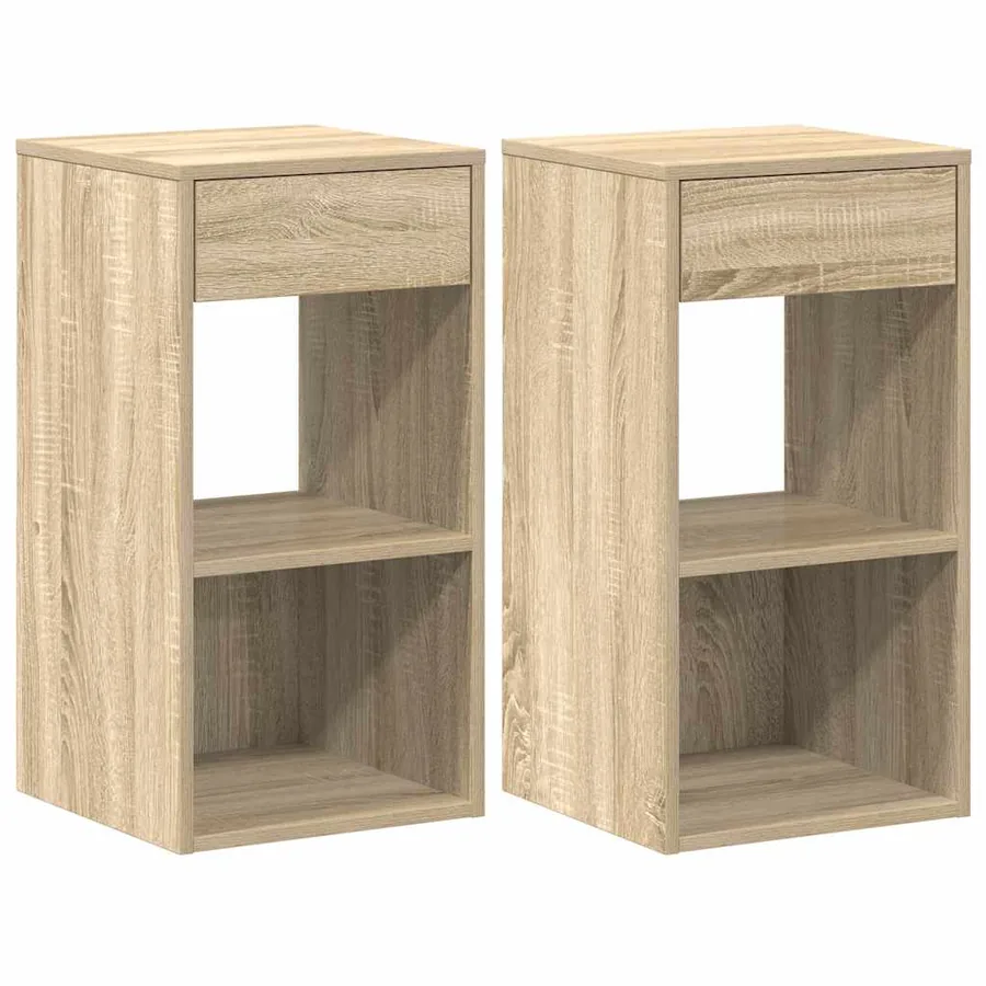 Tables de chevet avec tiroir 2 pcs chêne sonoma 35x34x66,5 cm - 2