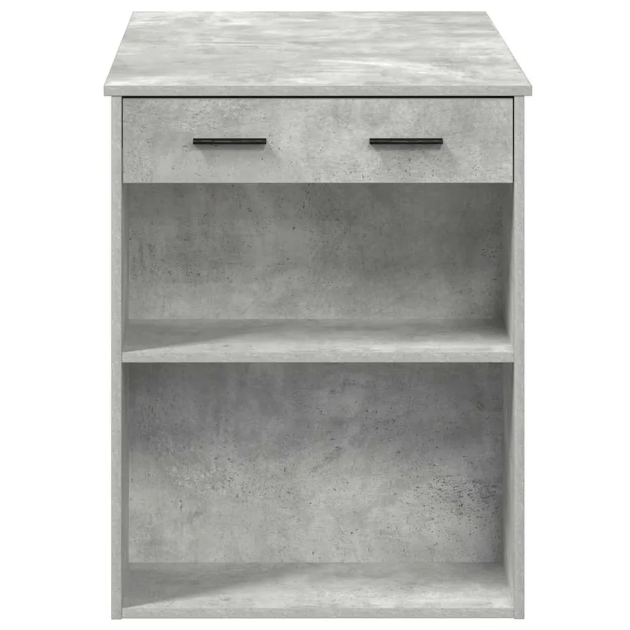 Bureau avec tiroir et étagère gris béton bois d'ingénierie - 6