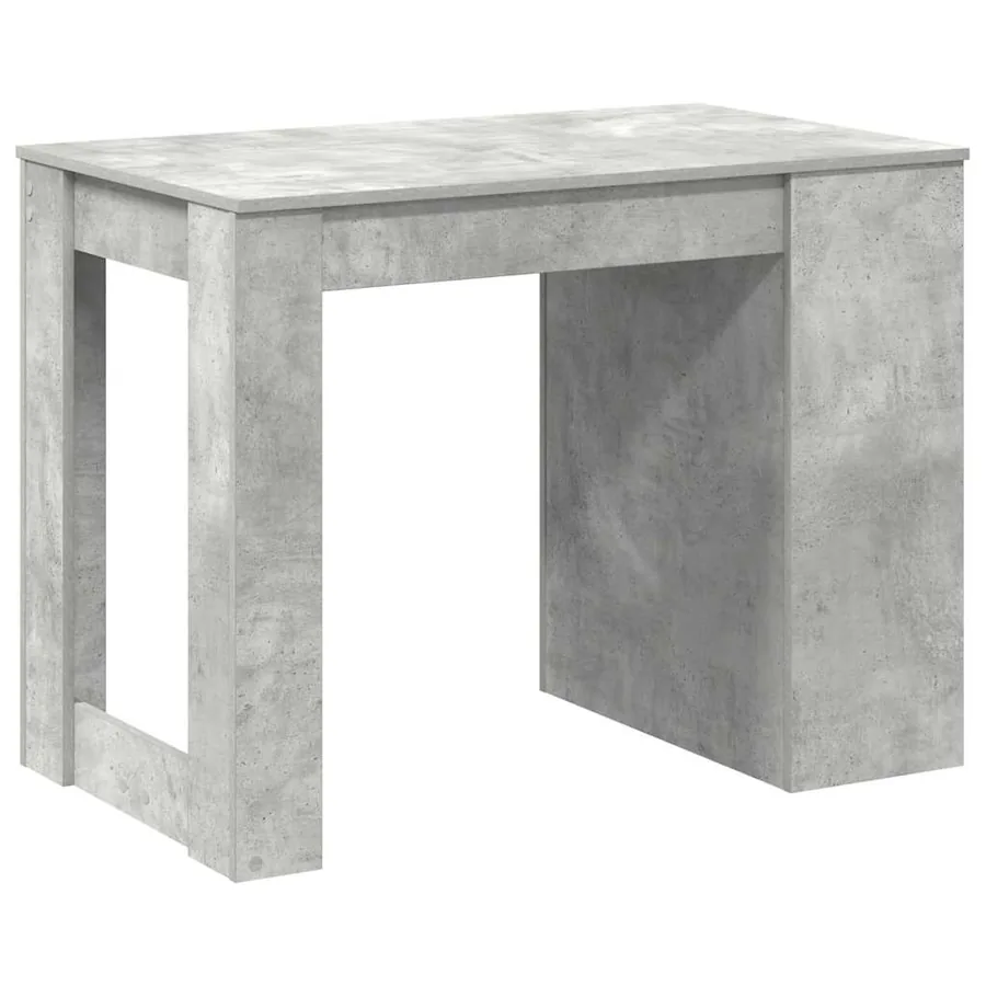 Bureau avec tiroir et étagère gris béton bois d'ingénierie - 7