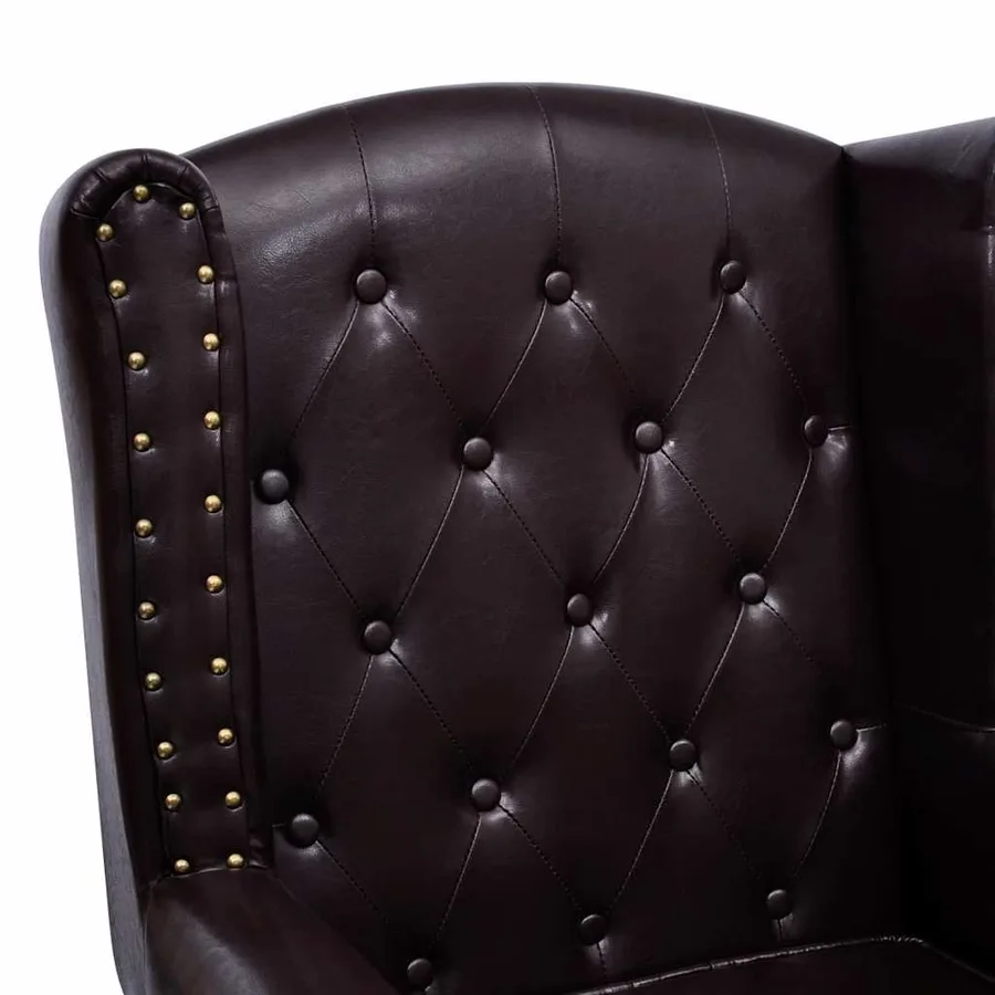 Fauteuil avec repose-pied Marron foncé Similicuir - 3