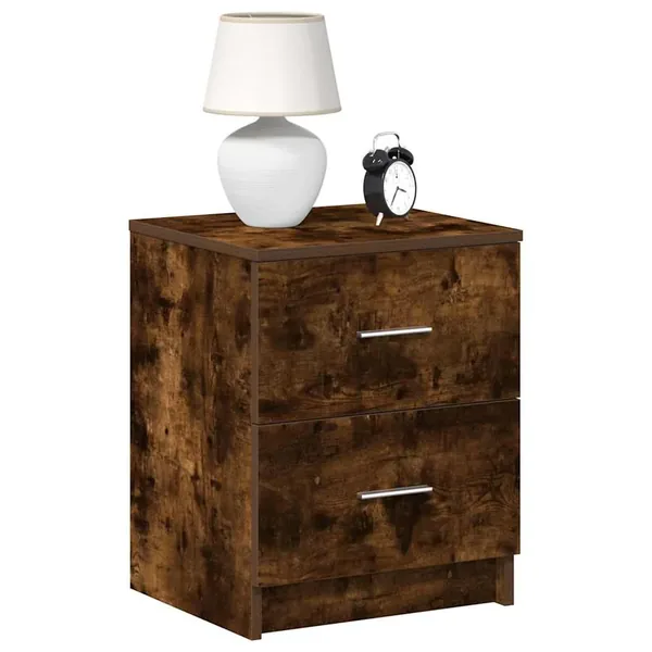 Table de chevet à 2 tiroirs en chêne fumé 40x36x50 cm