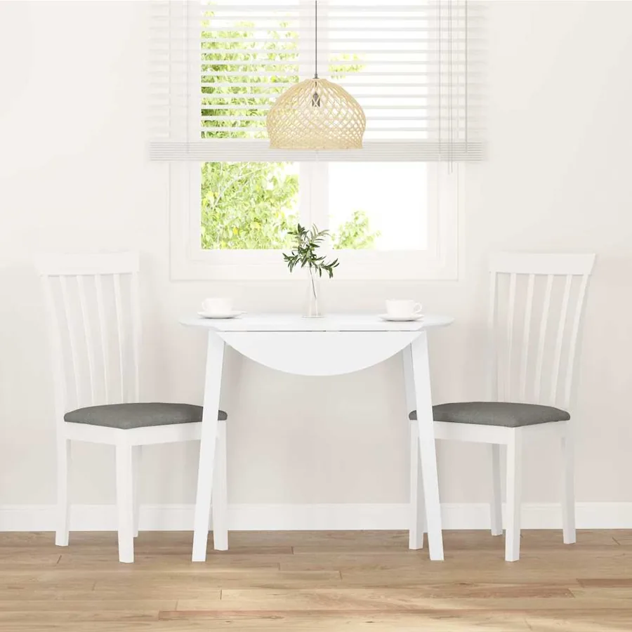 Chaises à manger coussins 2 pcs blanc bois massif caoutchouc - 3