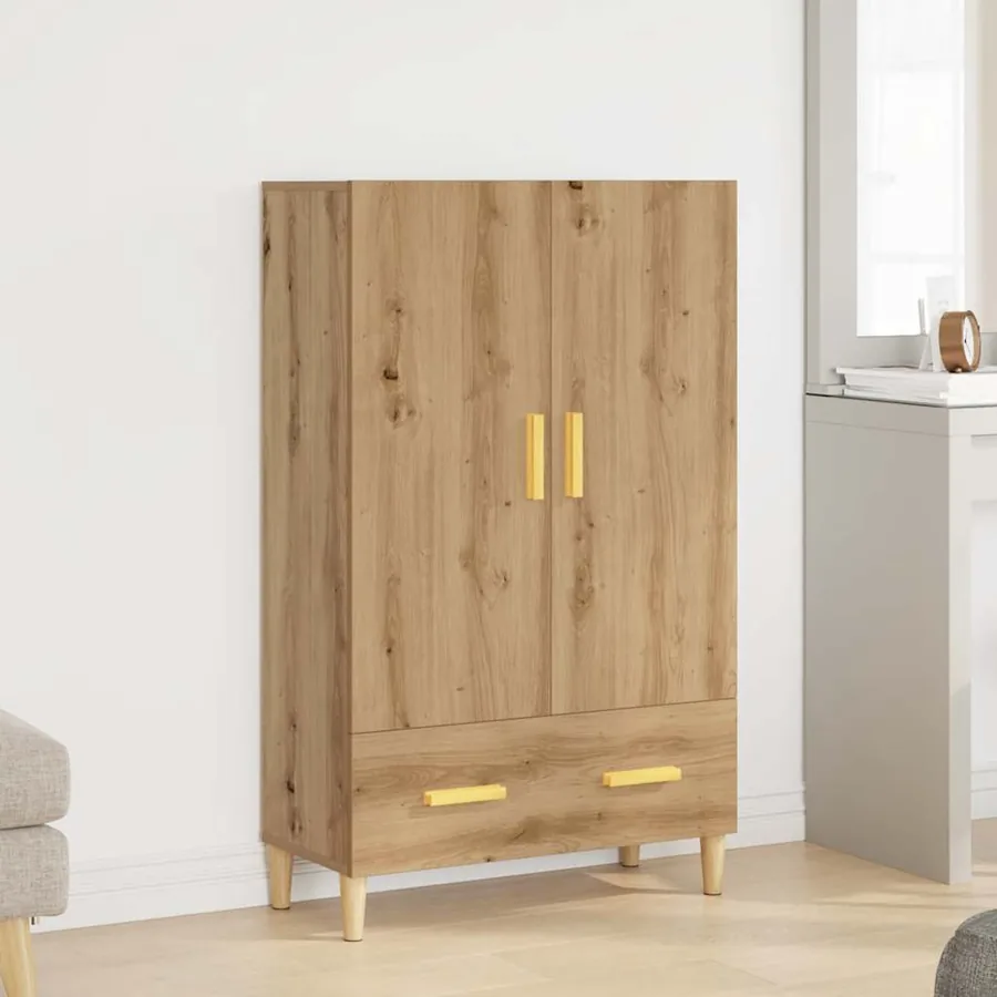 Buffet chêne artisanal 70x31x115 cm bois d'ingénierie