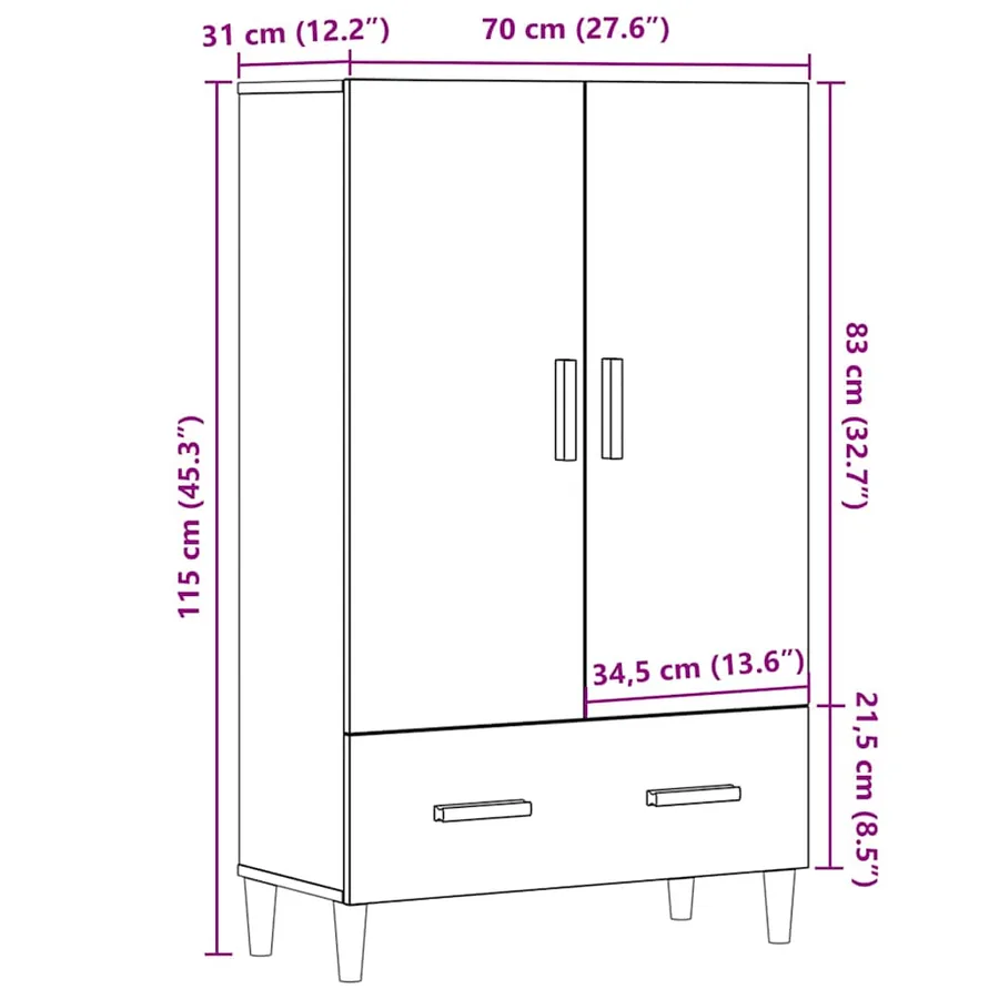 Buffet chêne artisanal 70x31x115 cm bois d'ingénierie - 9