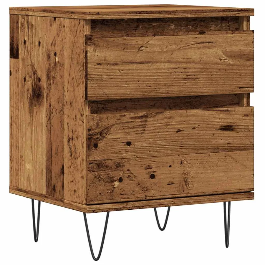 Table de chevet vieux bois 40x35x50 cm bois d’ingénierie - 2