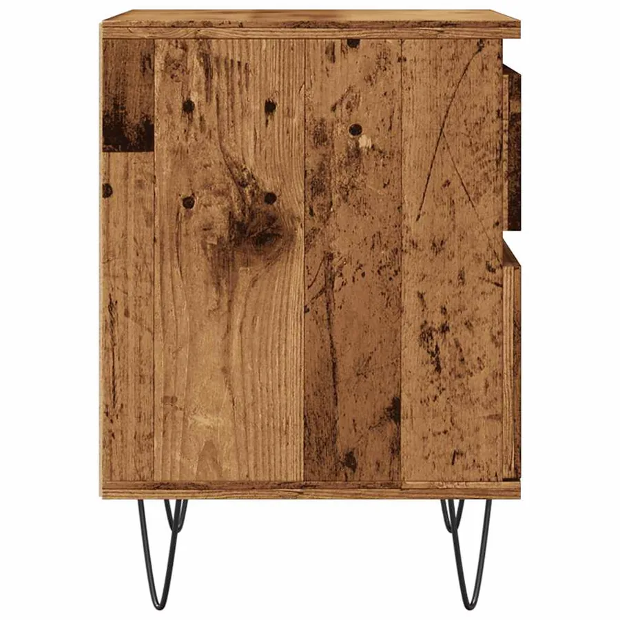 Table de chevet vieux bois 40x35x50 cm bois d’ingénierie - 7