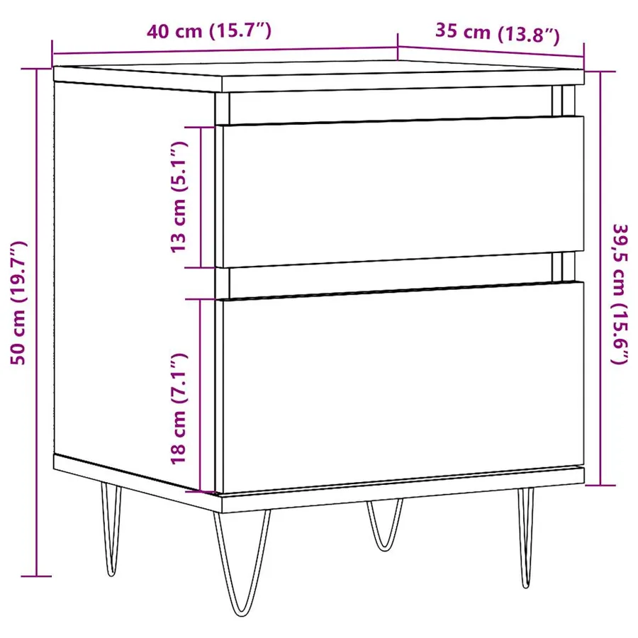 Table de chevet vieux bois 40x35x50 cm bois d’ingénierie - 8