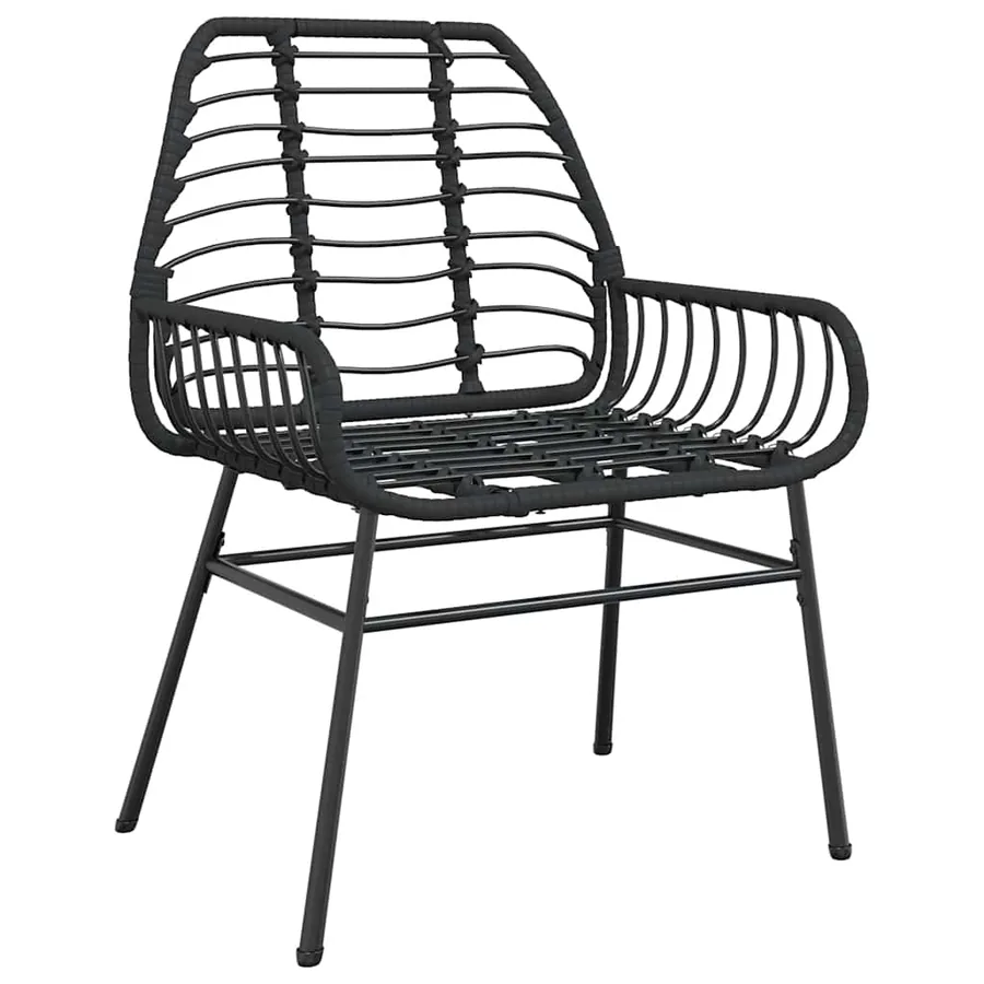 Ensemble à manger de jardin 9pcs noir poly rotin verre - 4