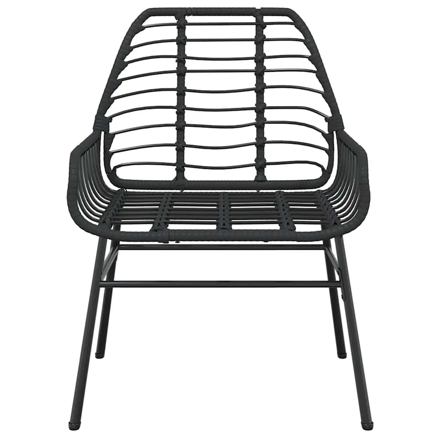 Ensemble à manger de jardin 9pcs noir poly rotin verre - 6