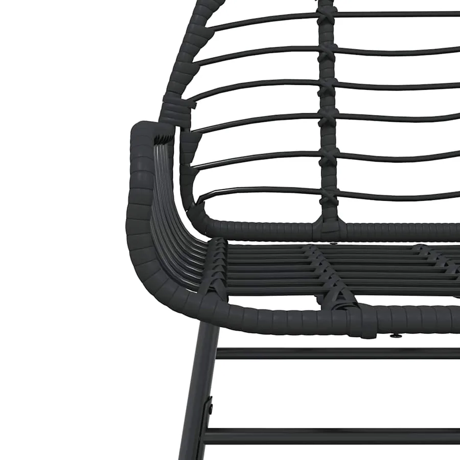 Ensemble à manger de jardin 9pcs noir poly rotin verre - 8