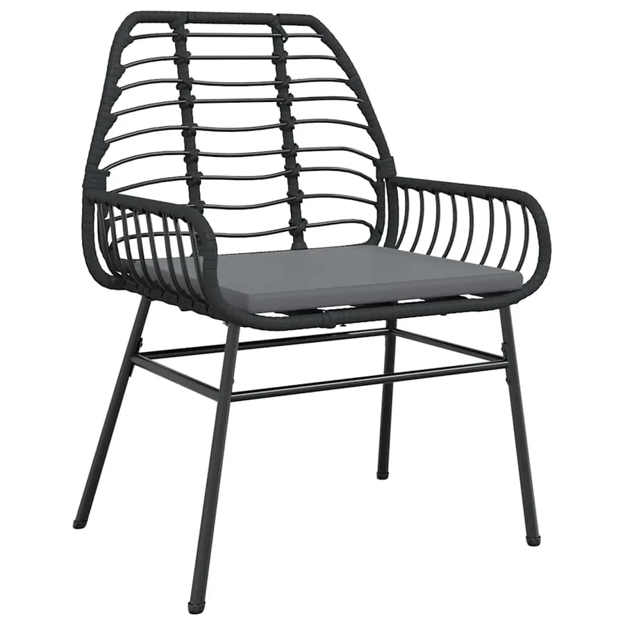 Ensemble à manger de jardin coussins 9pcs noir poly rotin verre - 4