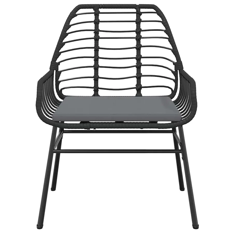 Ensemble à manger de jardin coussins 9pcs noir poly rotin verre - 6