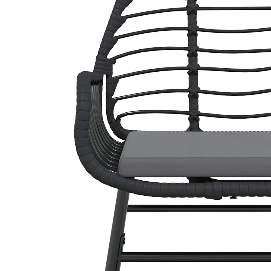 Ensemble à manger de jardin coussins 9pcs noir poly rotin verre - 8