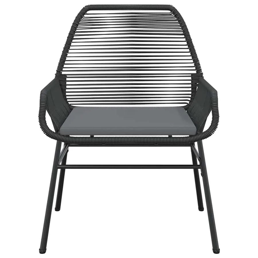 Ensemble à manger de jardin coussins 9pcs noir poly rotin verre - 6