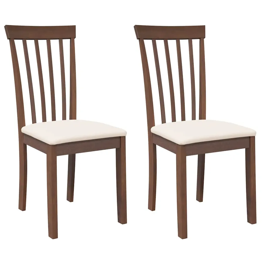 Chaises à manger coussins 2 pcs marron bois massif caoutchouc - 2