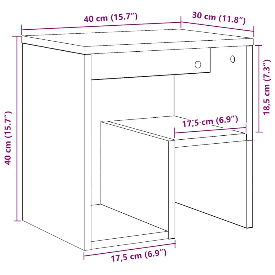 Tables de chevet 2 pcs chêne artisanal bois d'ingénierie - 11