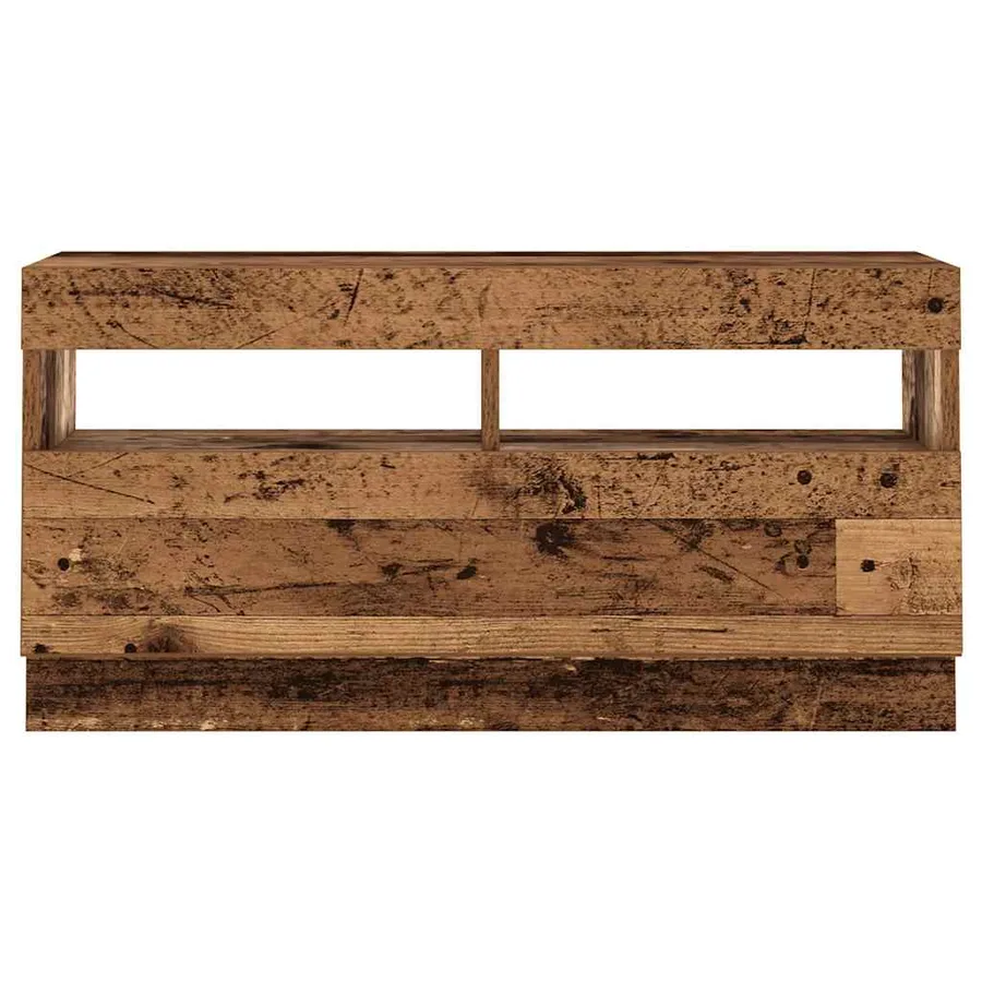 Meuble TV avec lumières LED vieux bois bois d'ingénierie - 7