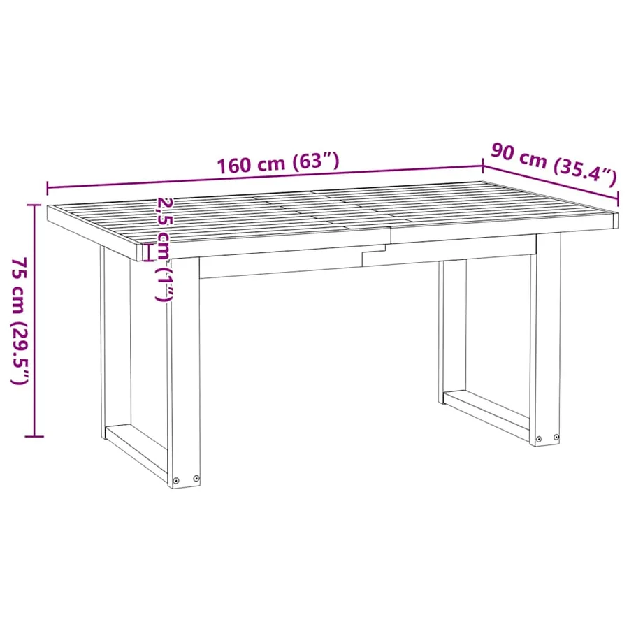 Table à manger NOAIN pieds en forme de U 160x90x75cm massif pin - 9