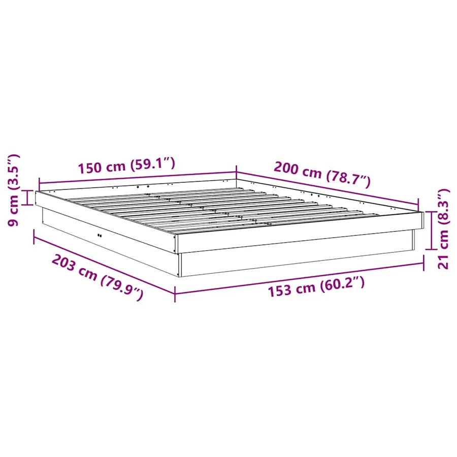 Cadre de lit sans matelas 150x200 cm bois massif de chêne - 11