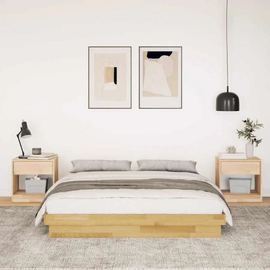 Cadre de lit sans matelas 150x200 cm bois massif de chêne - 4