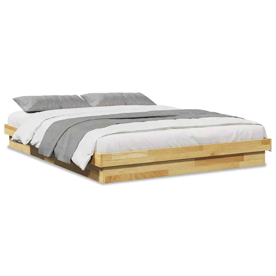 Cadre de lit sans matelas 150x200 cm bois massif de chêne - 5