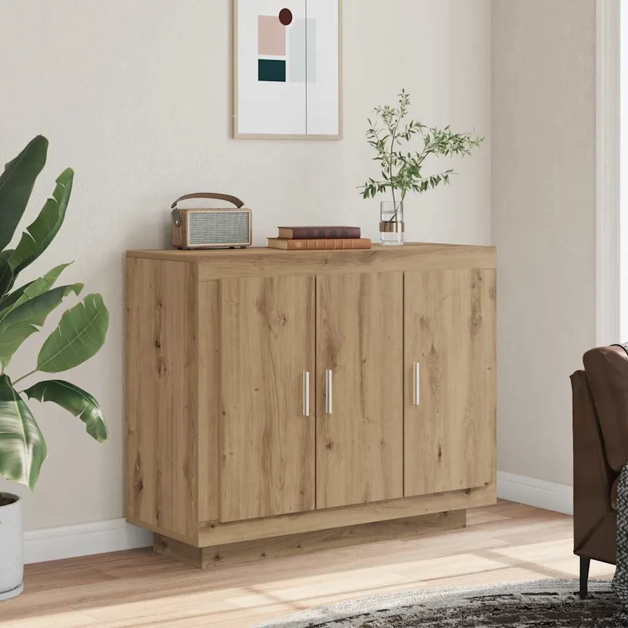 Buffet chêne artisanal 92x35x75 cm bois d'ingénierie