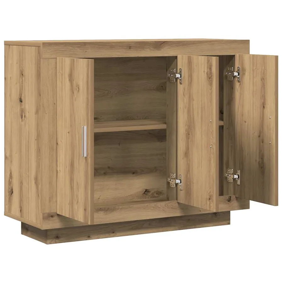 Buffet chêne artisanal 92x35x75 cm bois d'ingénierie - 4