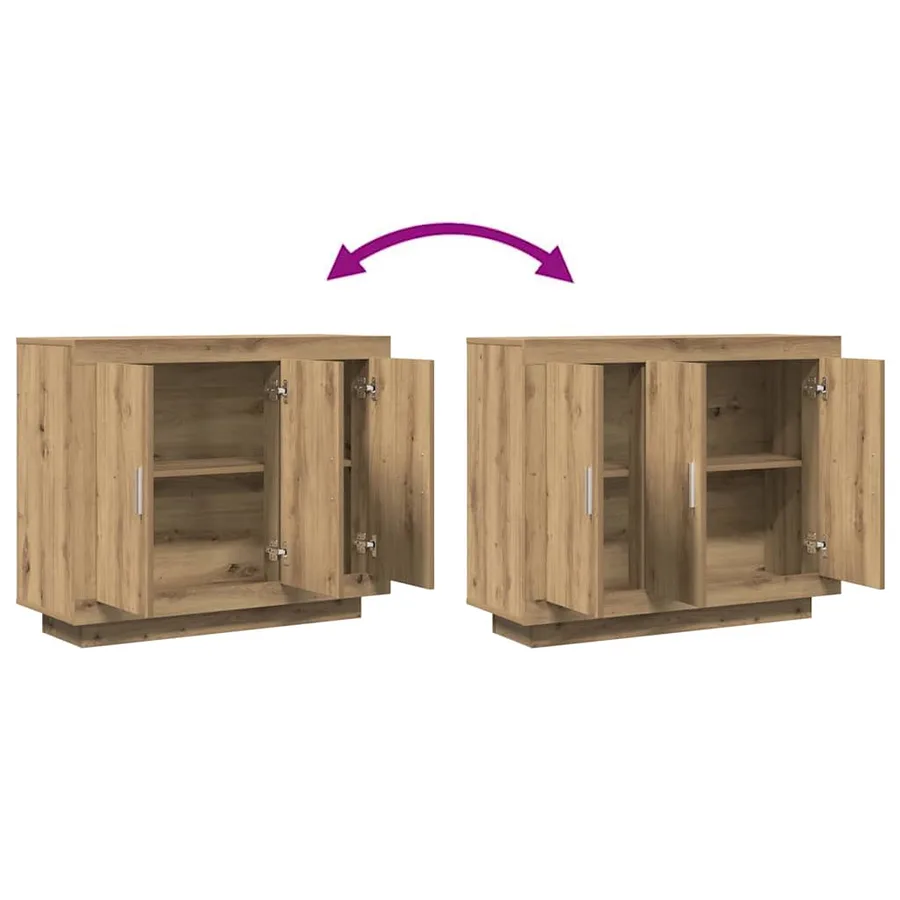 Buffet chêne artisanal 92x35x75 cm bois d'ingénierie - 8