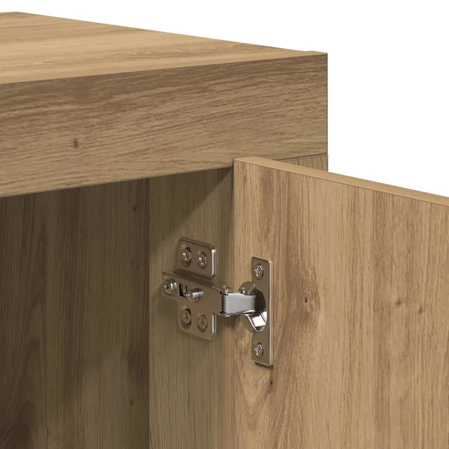 Buffet chêne artisanal 92x35x75 cm bois d'ingénierie - 9