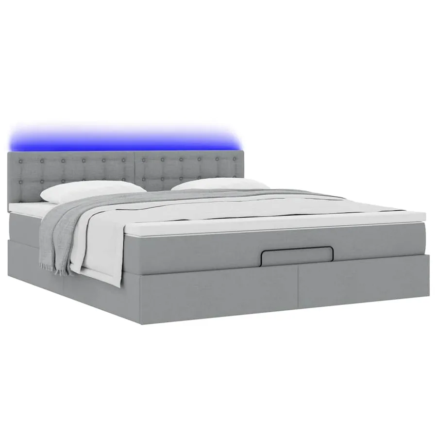 Lit ottoman avec matelas gris clair 160x200 cm tissu - 6