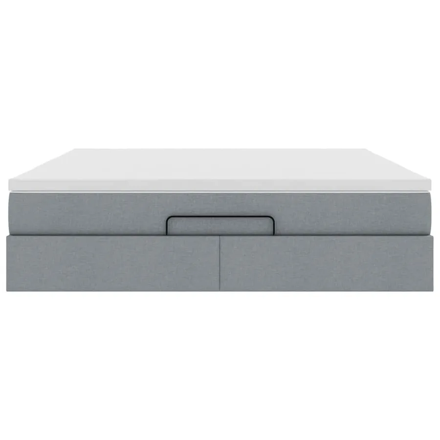 Cadre de lit ottoman et matelas gris clair 160x200cm tissu - 7