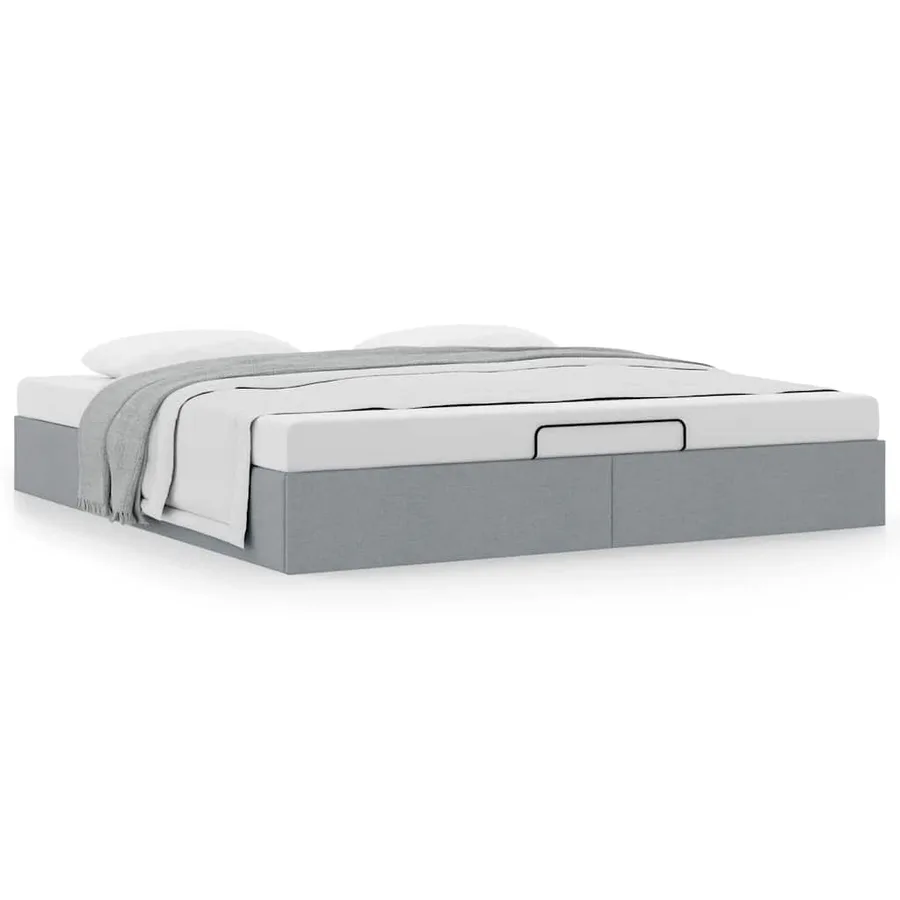 Cadre de lit ottoman sans matelas gris clair 160x200 cm tissu - 4