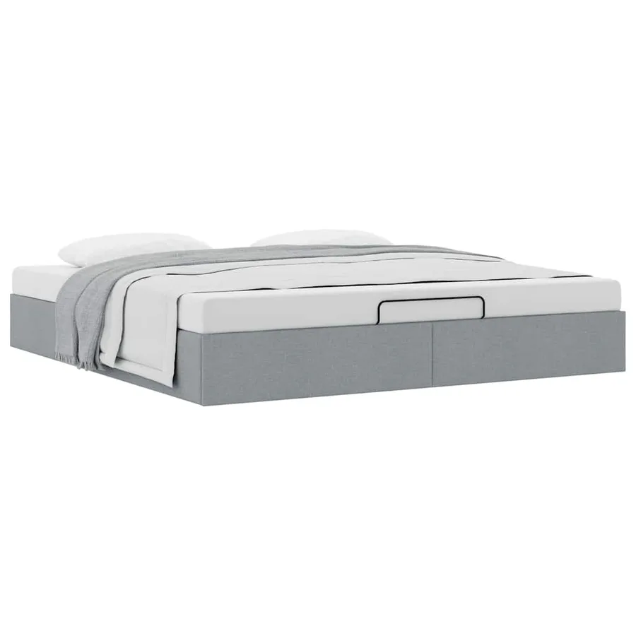 Cadre de lit ottoman sans matelas gris clair 160x200 cm tissu - 5