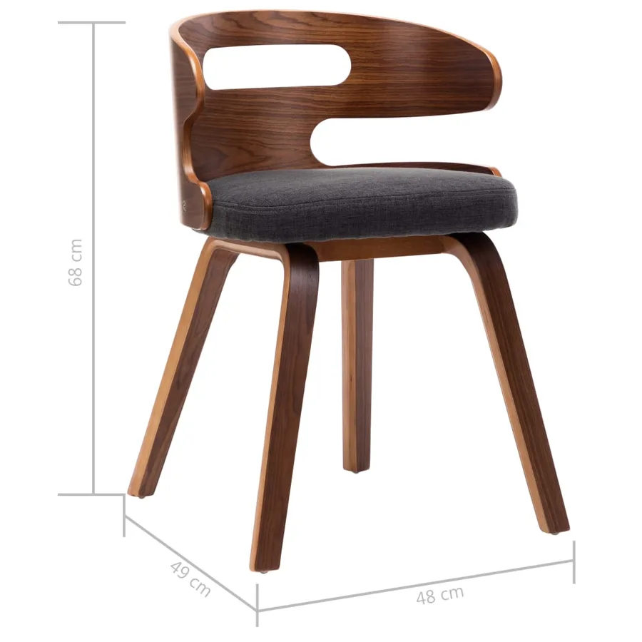 Chaises à manger lot de 6 gris foncé bois courbé et tissu - 7