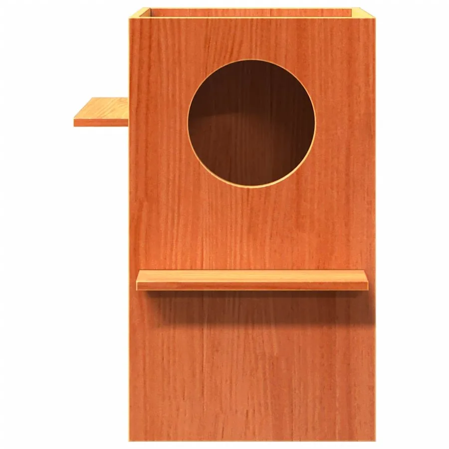 Maison pour chat cire marron 43x43x60 cm bois de pin massif - 3