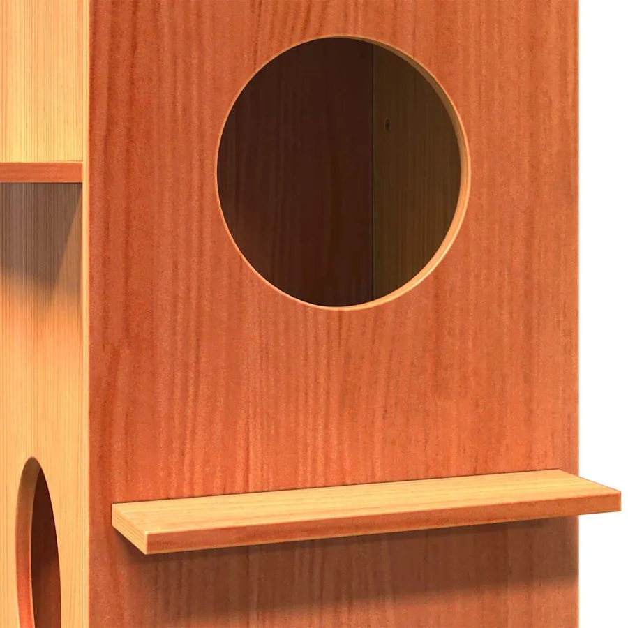 Maison pour chat cire marron 43x43x60 cm bois de pin massif - 6