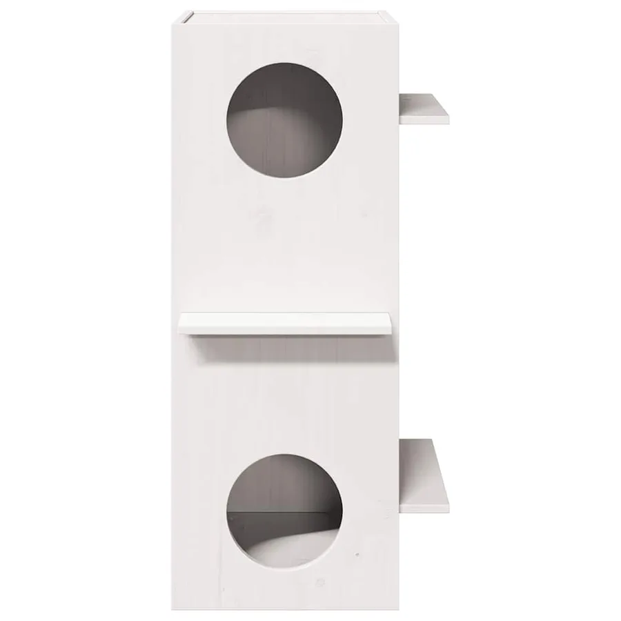 Maison pour chat blanc 43x43x90 cm bois de pin massif - 4