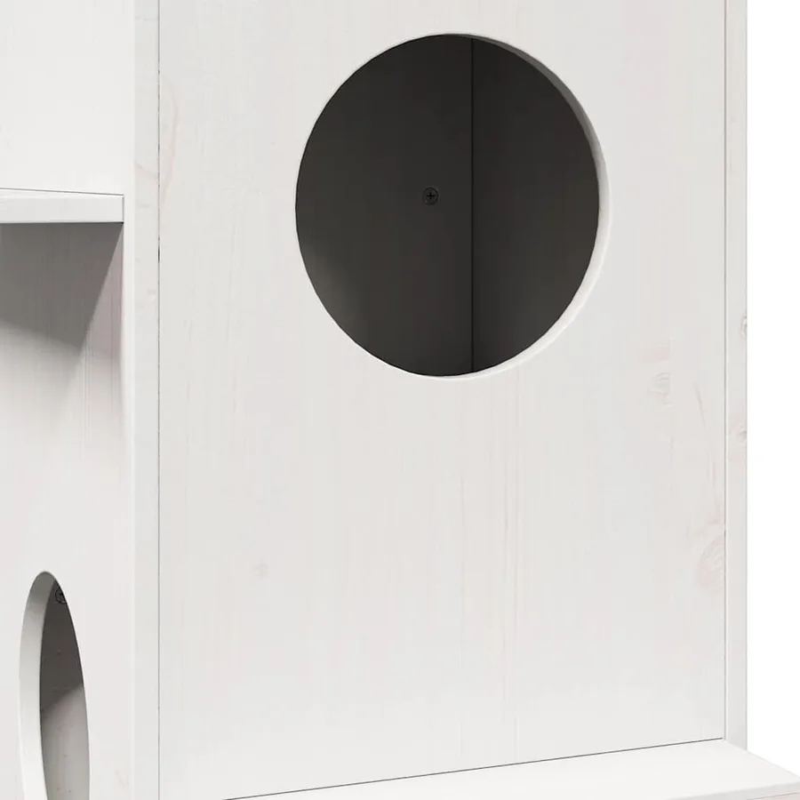 Maison pour chat blanc 43x43x90 cm bois de pin massif - 6
