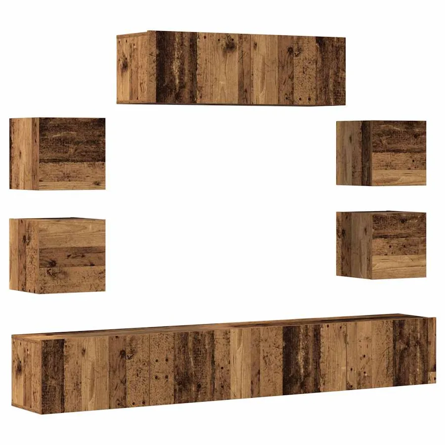 Ensemble de meuble TV mural 7 pcs vieux bois bois d'ingénierie - 2