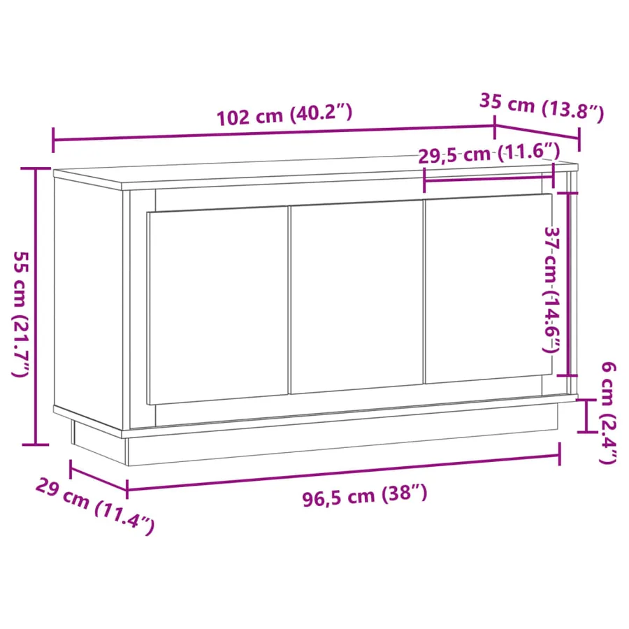 Buffet vieux bois 102x35x55 cm bois d'ingénierie - 9
