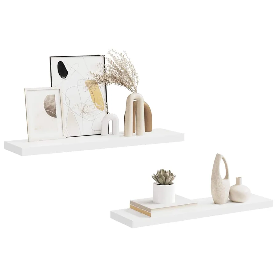 Étagères murales flottantes 2 pcs blanc 90x23,5x3,8 cm MDF - 5