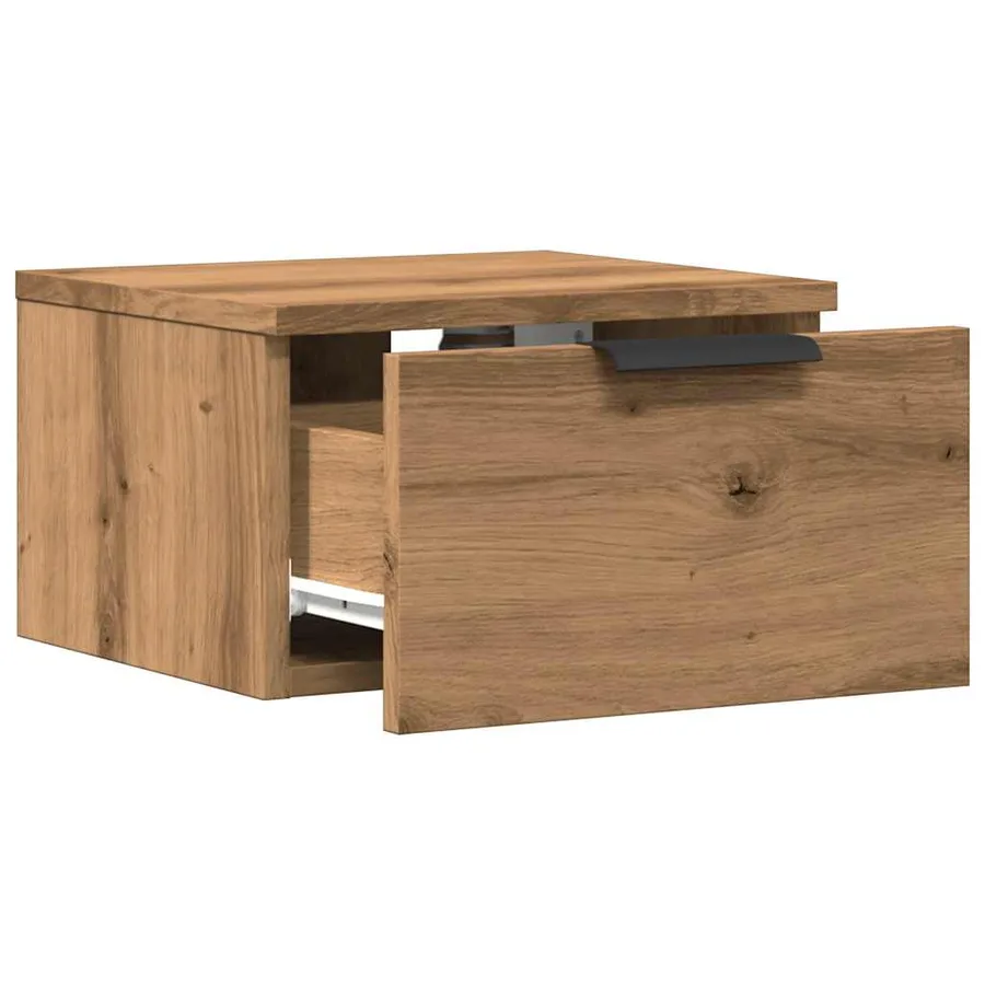 Table de chevet murale chêne artisanal 34x30x20 cm - 5