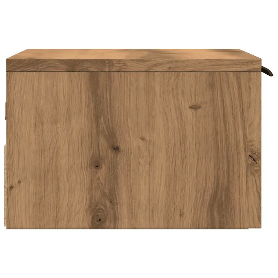 Table de chevet murale chêne artisanal 34x30x20 cm - 7