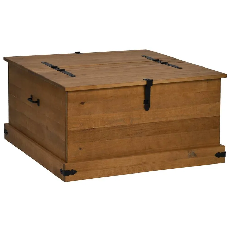 Coffre de rangement HALDEN 91x91x47 cm bois massif pin - 2