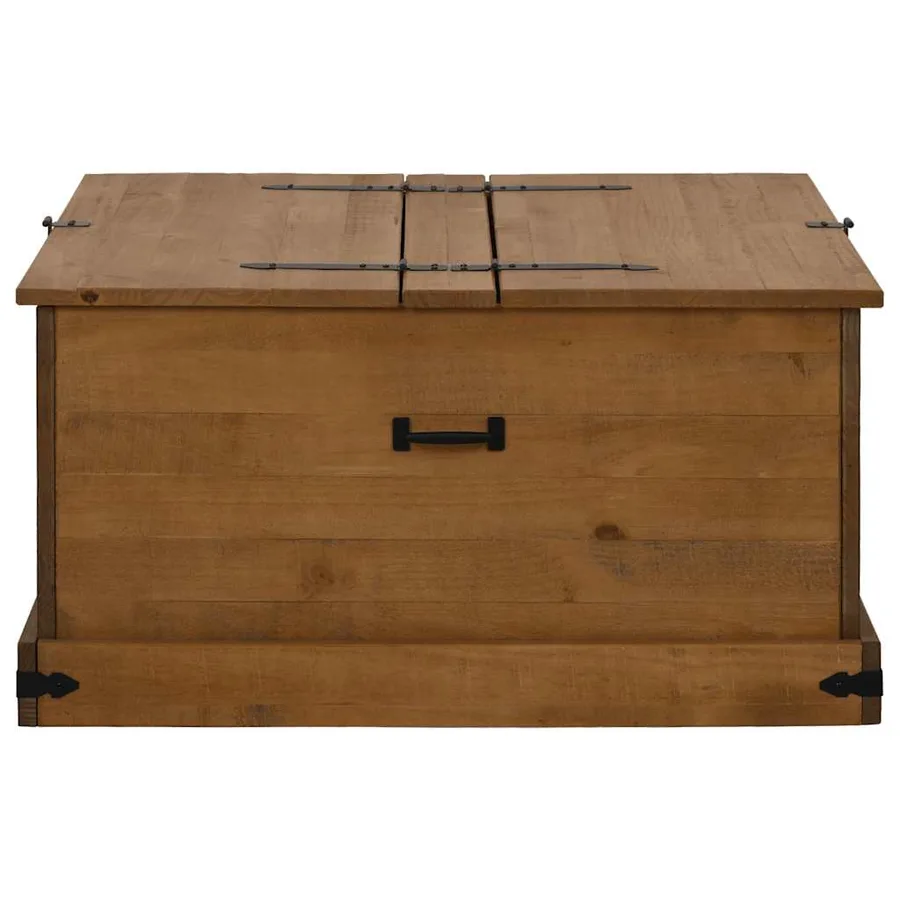 Coffre de rangement HALDEN 91x91x47 cm bois massif pin - 4