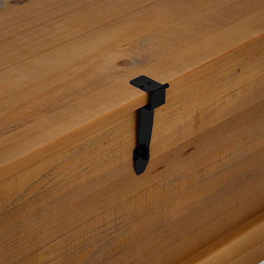 Coffre de rangement HALDEN 91x91x47 cm bois massif pin - 7